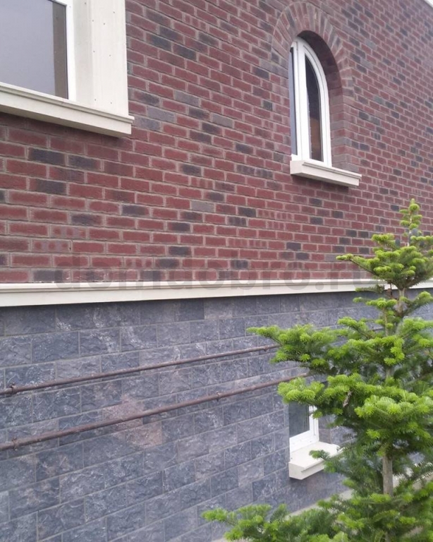 Фото клинкерной фасадной плитки Stroeher Kerabig KS18 schildpatt в частном строительстве